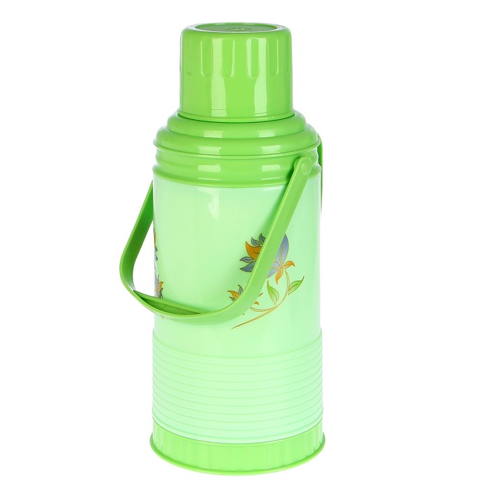 Термос 3200 мл «Цветы», 2 ручки, 1 кружка, ребристый внизу, микс, 22х42 см