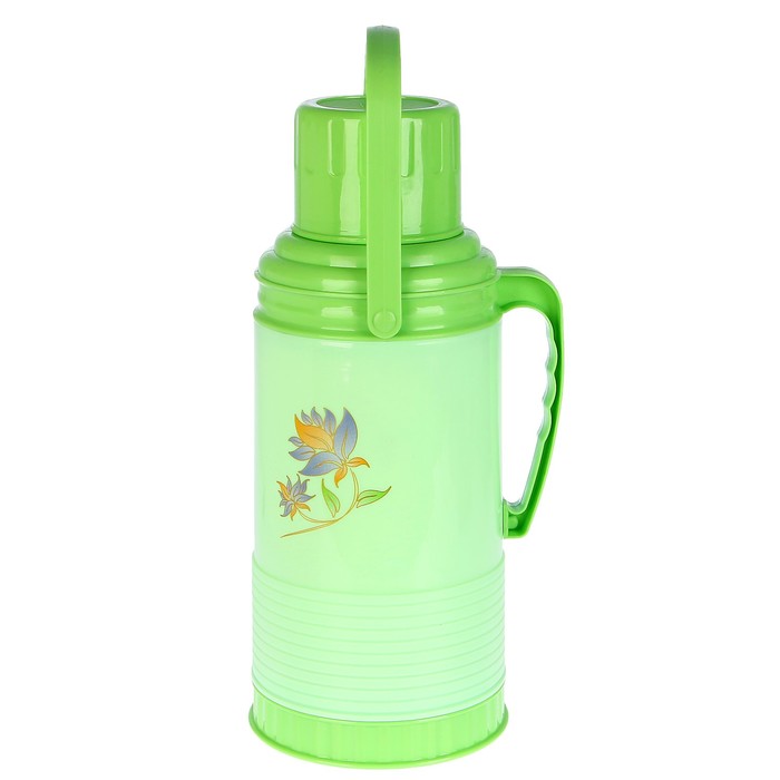 Термос 3200 мл «Цветы», 2 ручки, 1 кружка, ребристый внизу, микс, 22х42 см