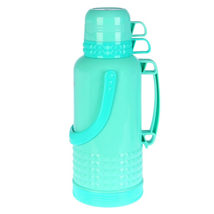 Термос 3200мл, 1 ручка, 2 кружки с ручкой, объемный узор внизу, микс, 22*43см