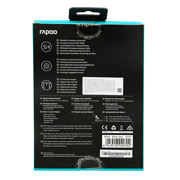 Мышь беспроводная Rapoo 3920P, black