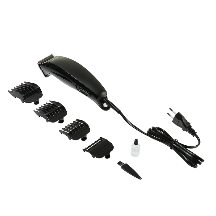 Машинка для стрижки Maxwell MW-2113 BK, 7 Вт, 4 насадки, 3-12 мм, чёрная