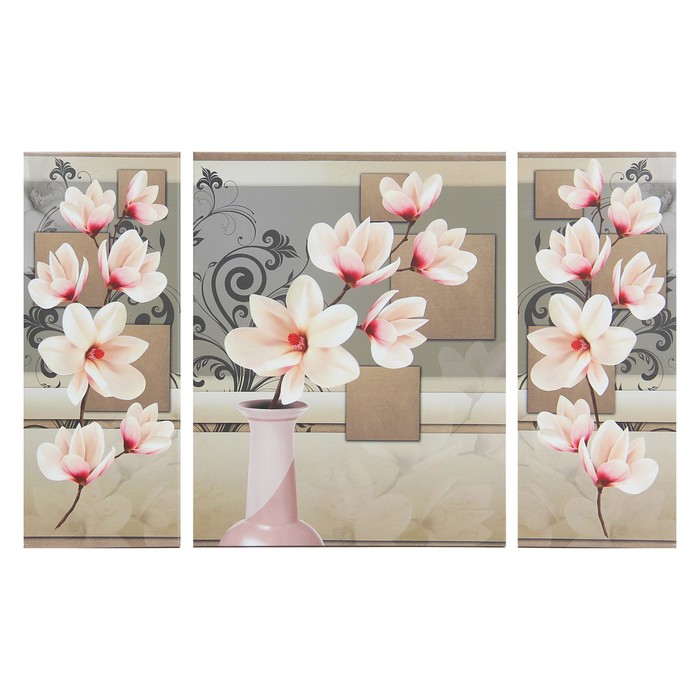 Модульная картина "Цветочки" 80*50 см (2-20х50; 40х50)