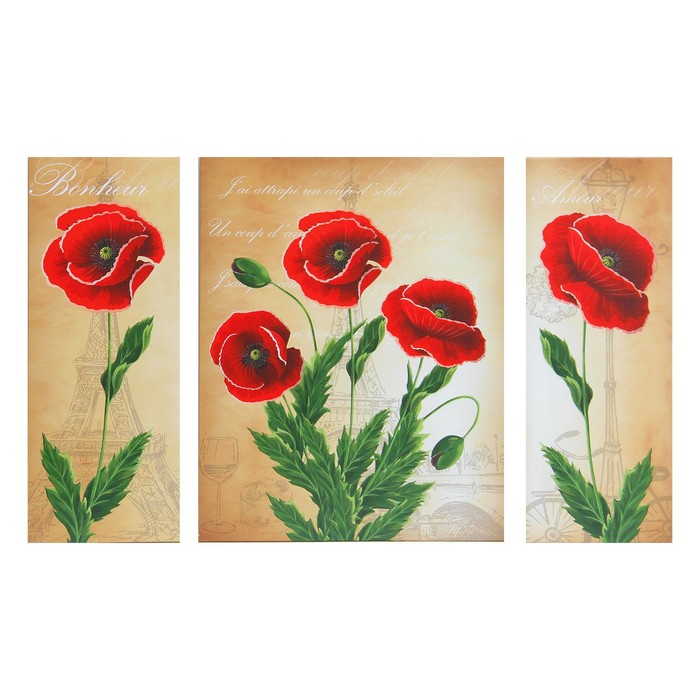 Модульная картина "Маки" 80*50 см (2-20х50; 40х50)