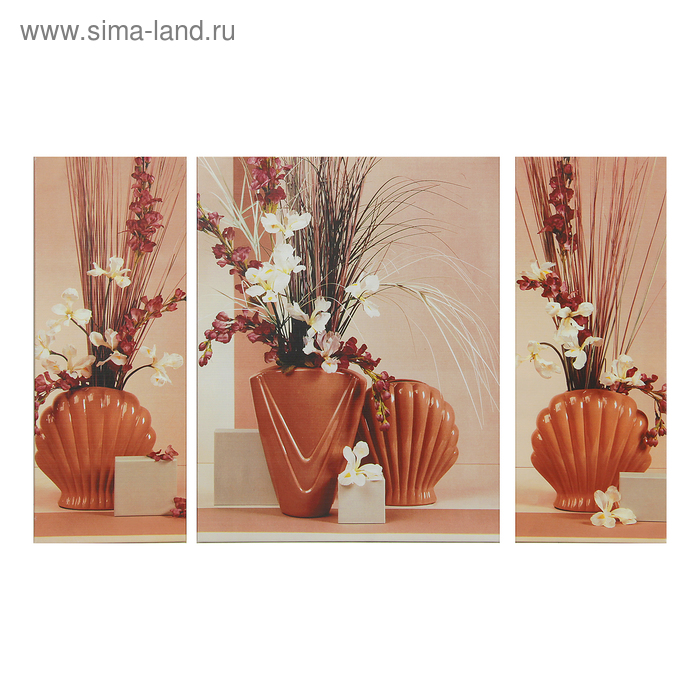 фото Модульная картина "вазы в виде жемчужной раковины" 80*50 см (2-20х50; 40х50) постер-лайн