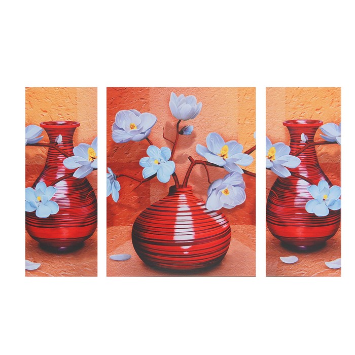 Модульная картина "Белые цветочки" 80*50 см (2-20х50; 40х50)