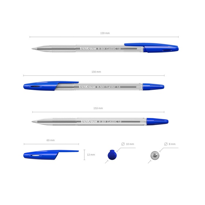 Набор ручек шариковых 4 цвета R-301 Classic Stick, узел 1.0 мм, чернила: синие, чёрные, красные, зелёные, длина линии письма 2000 метров, европодвес