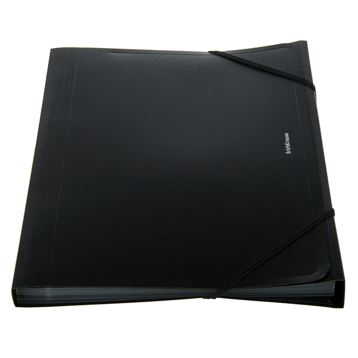 Папка-картотека на резинке А4, 6 отделений Erich Krause Classic, чёрный, толщина 600мкм, тиснение - песок