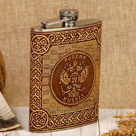 

Фляжка «Россия», 240 мл, металл, береста