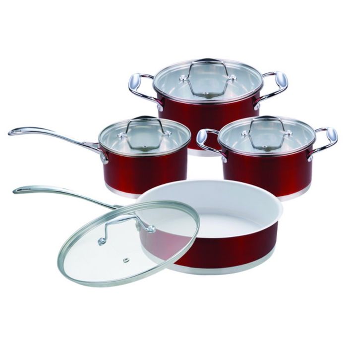 Посуда Rainstahl, 8 предметов, 1,7 л, 2,4 л, 3,7 л, 2,9 л, стеклянная крышка