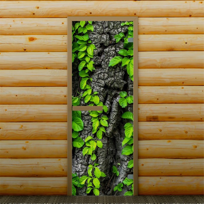Дверь для бани и сауны "Древесный ствол", 190 х 70 см, с фотопечатью 6 мм Добропаровъ