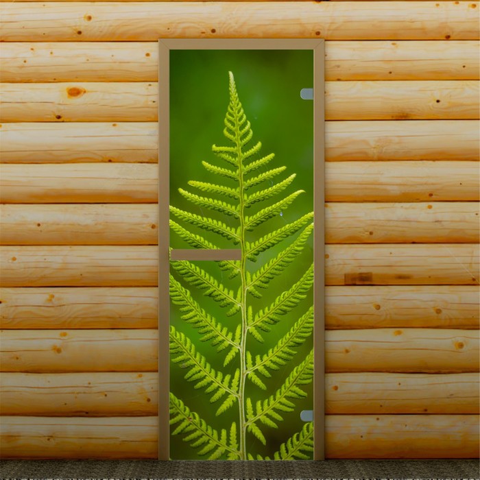 Дверь для бани и сауны "Веточка", 190 х 70 см, с фотопечатью 6 мм Добропаровъ