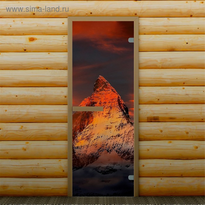 

Дверь для бани и сауны "Горная вершина", 190 х 67 см, с фотопечатью 6 мм Добропаровъ
