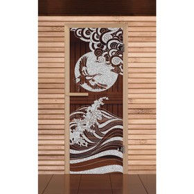 Дверь для бани и сауны 'Журавль', бронза, 6мм, УФ-печать, 190х70см, Добропаровъ Ош