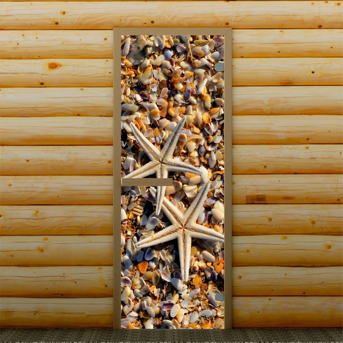 Дверь левое открывание "Ракушки", 190 х 70 см, с фотопечатью 6 мм Добропаровъ