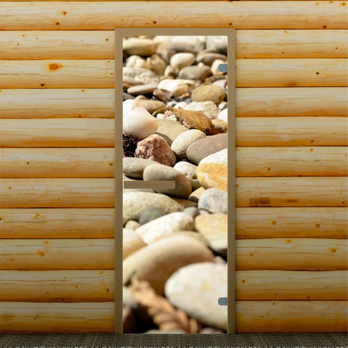 Дверь левое открывание "Камни", 190 х 70 см, с фотопечатью 6 мм Добропаровъ