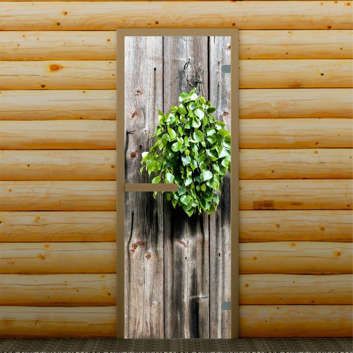 Дверь левое открывание "Веник", 190 х 70 см, с фотопечатью 6 мм Добропаровъ