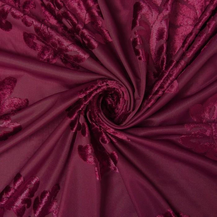 Штора тюлевая сетка с бархатом "Этель" 240х265 см Ренессанс Вишнёвый сад, 100% п/э