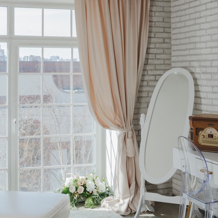 Штора портьерная "Этель" 170х270 см Ренессанс Белое золото,100% п/э