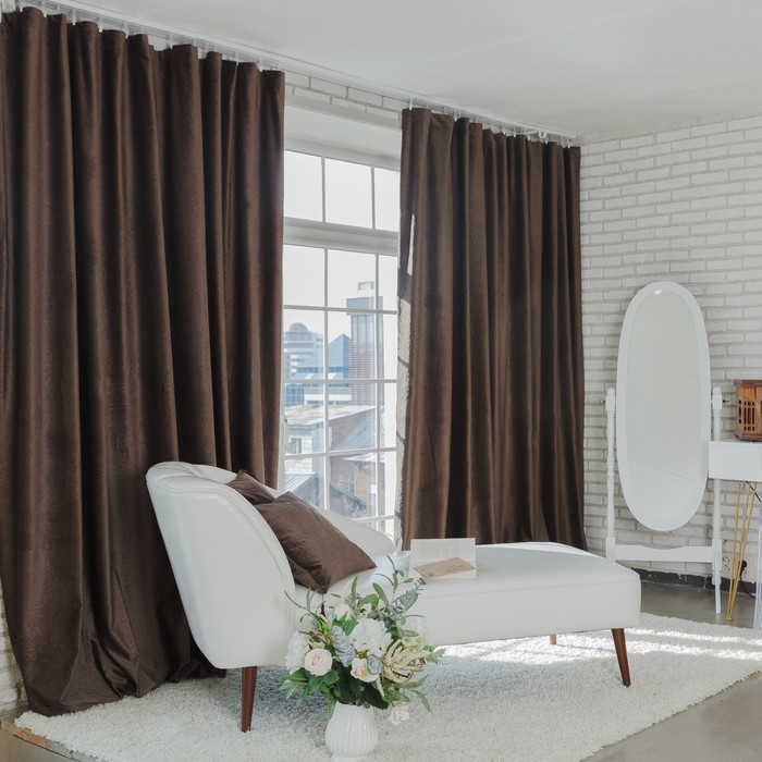 Штора портьерная "Этель" 170х270 см Валенсия Шоколадный пудинг,100% п/э