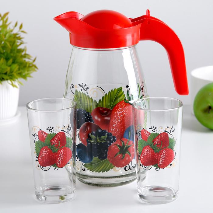 Набор питьевой кувшин 1,5 л + 2 стакана 250 мл "Ягодный фреш"