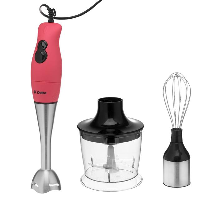 Блендер DELTA DL-7012D, 200 Вт, насадка для смешивания, венчик, измелчитель, красный