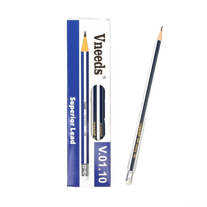 Карандаш ч/г с ластиком НВ корпус шестигранный заточенный Полоски МИКС