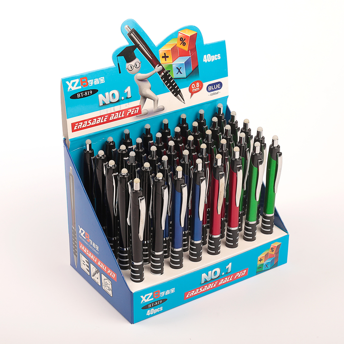 Ручка шариковая ПИШИ-СТИРАЙ 0,8мм автомат стержень синий корпус МИКС