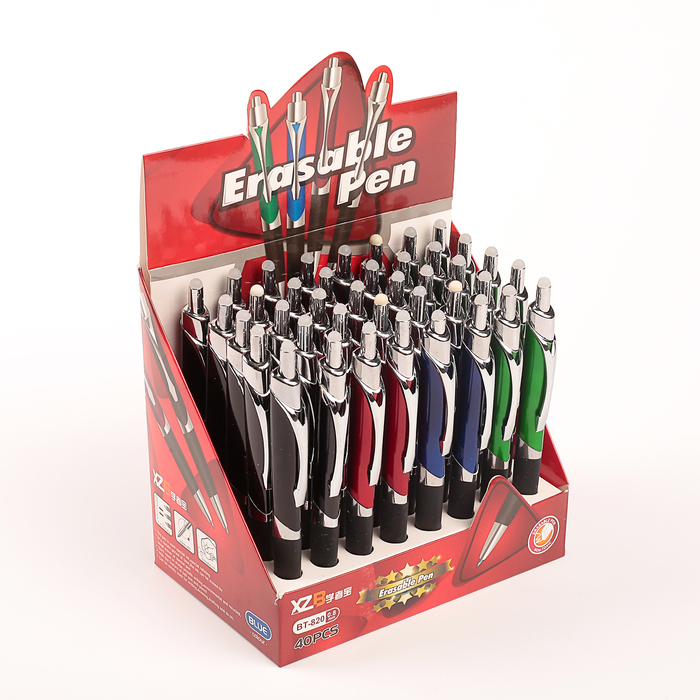 Ручка шариковая ПИШИ-СТИРАЙ 0,8мм автомат стержень синий корпус черный треугол с резин держ 287909