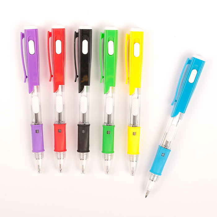 Ручка шариковая-прикол МИКС Фонарик с резиновым держателем
