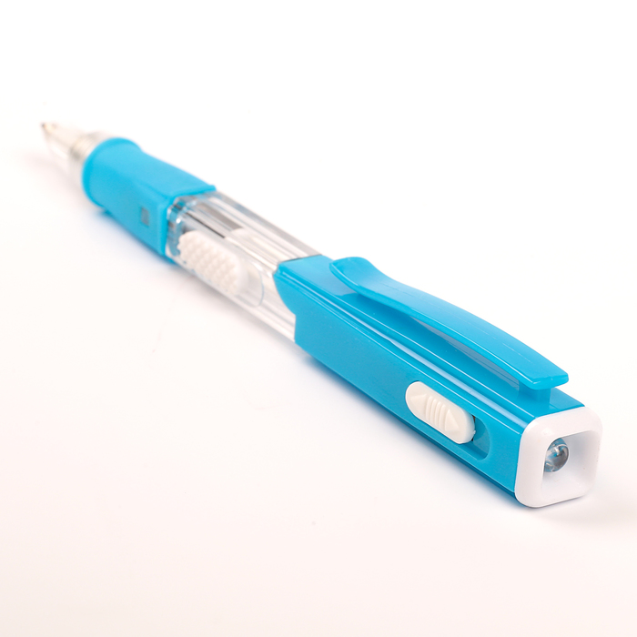 Ручка шариковая-прикол МИКС Фонарик с резиновым держателем