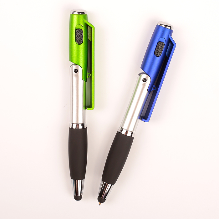 Ручка шариковая-прикол МИКС Фонарик с резиновым держателем+стилус