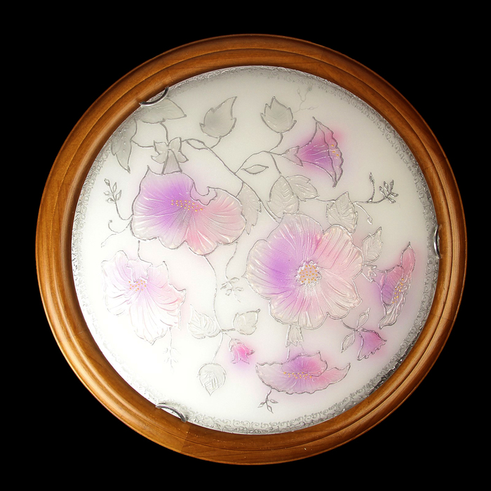 Светильник настенно-потолочный 1901/д "Сиреневые цветы" D360 дуб 2x60Вт E27