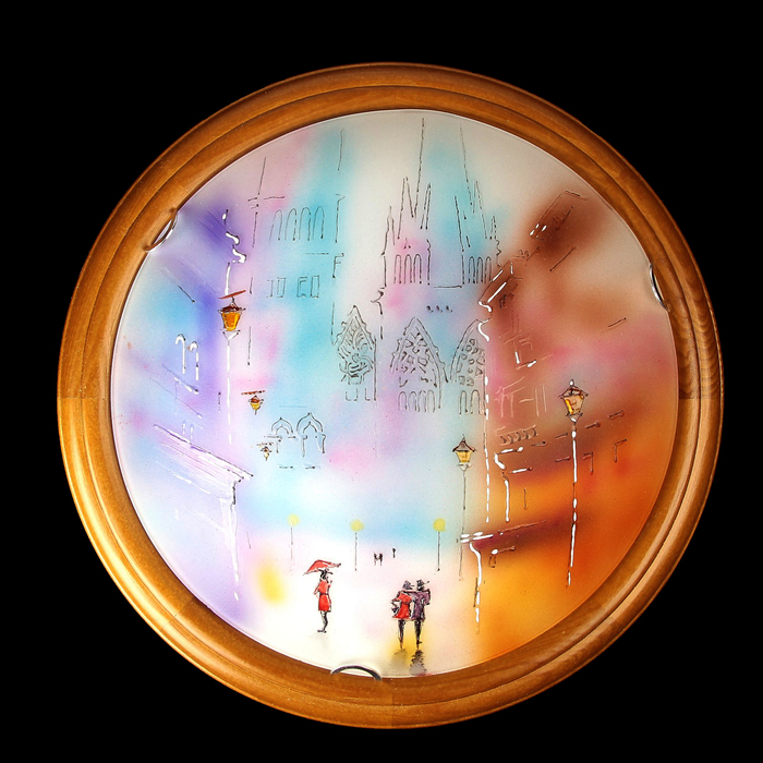 Светильник настенно-потолочный 1913/д "Кельн" D360 дуб 2x60Вт E27