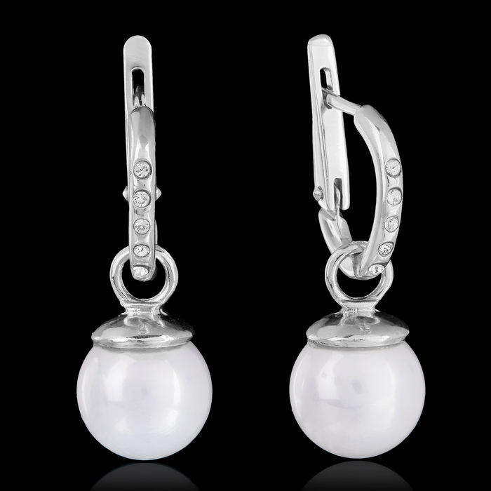 Серьги "Фогель", цвет белый в серебре