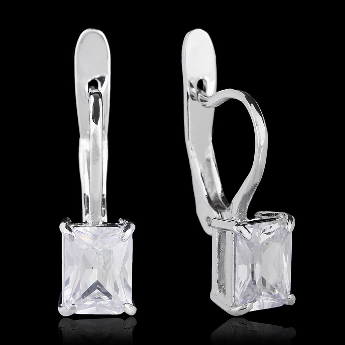 Серьги "Тур-плие", цвет белый в серебре