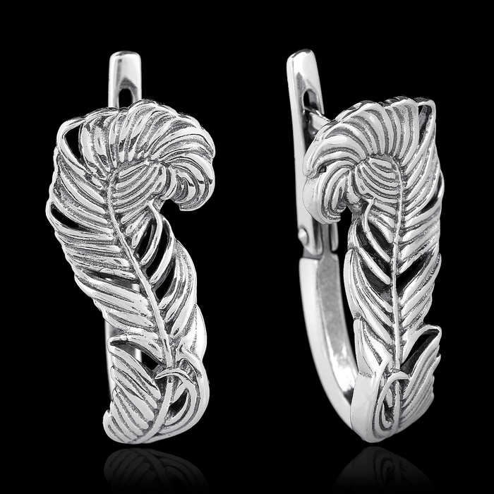 Серьги "Гис", цвет чернёное серебро