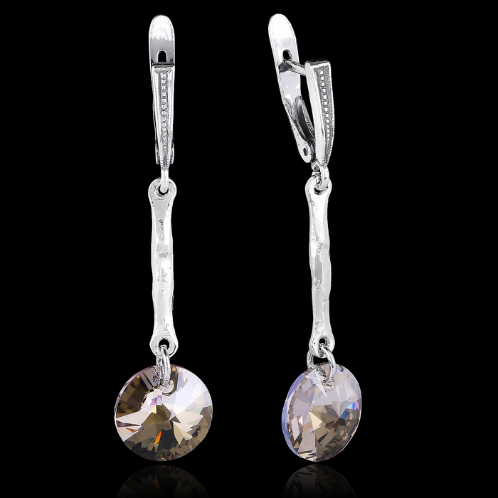 Серьги "Зон", цвет белый в чернёном серебре