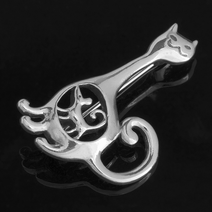 Брошь "Жмурка", цвет чернёное серебро