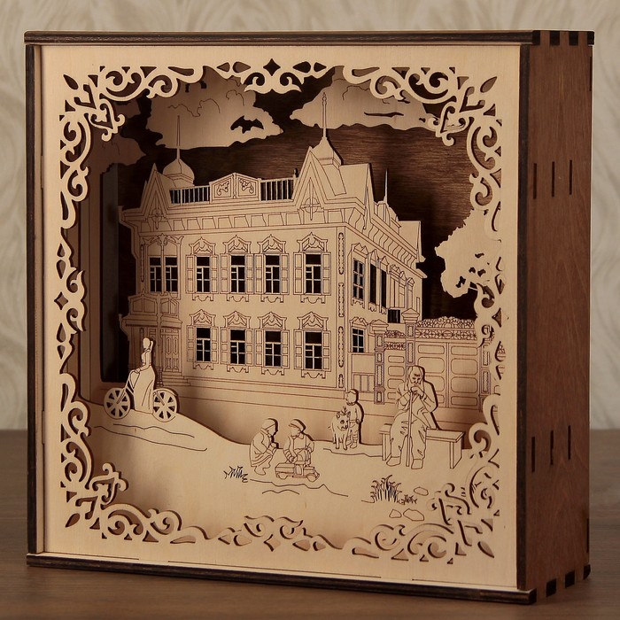 Светильник настольный "Деревянное зодчество" 2,8W LED 8x24x24см