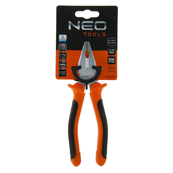 Плоскогубцы комбинированные NEO, 160 мм, твердость режущих поверхностей 55-60 HRC