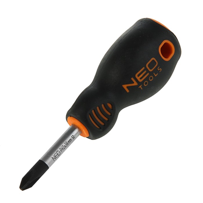 Отвертка крестовая NEO, PH2x38 мм, S2 CrMo, 56HRC, намагниченное жало,трехгранная рукоятка