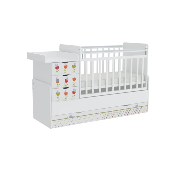 Детская кровать-трансформер «Фея 1150», цвет белый «Сонные котята»