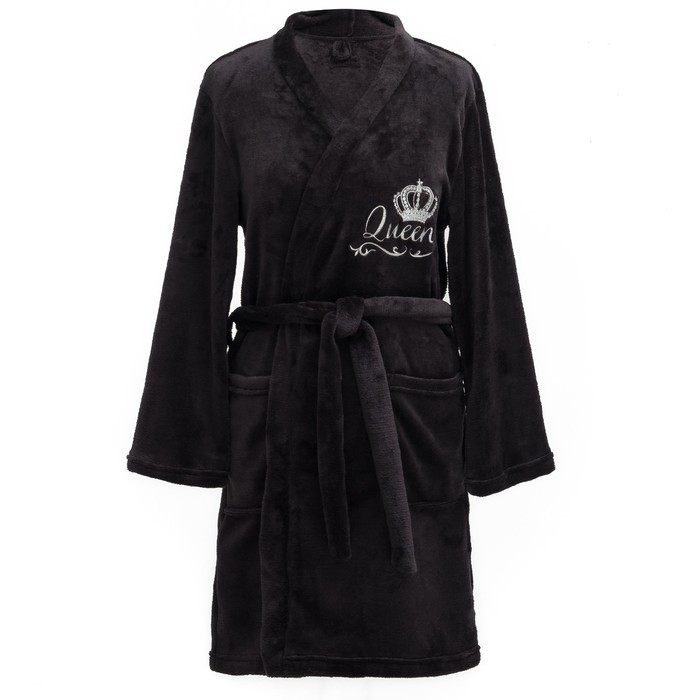 Халат женский KAFTAN "Queen" чёрный, р-р 42-44, 100% п/э, велсофт