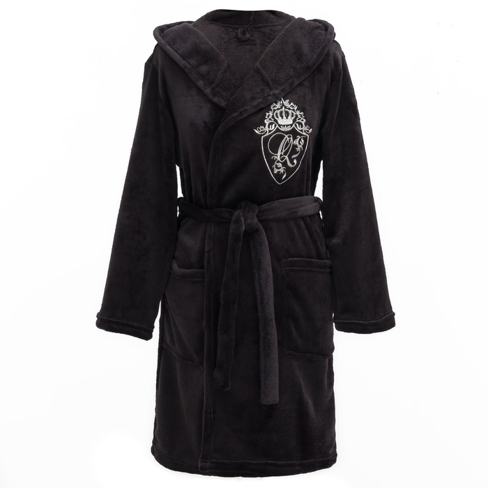 Халат женский с капюшоном KAFTAN "Queen" чёрный, р-р 42-44, 100% п/э, велсофт