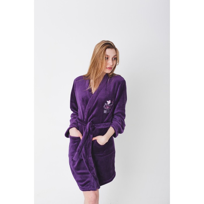 Халат женский с KAFTAN "Melody" фиолетовый, р-р 46-48, 100% п/э, велсофт