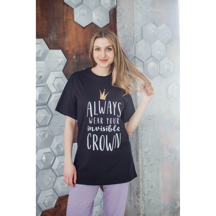 Футболка удлинённая женская KAFTAN "Melody" чёрный, р-р 46-48, 100 % хлопок