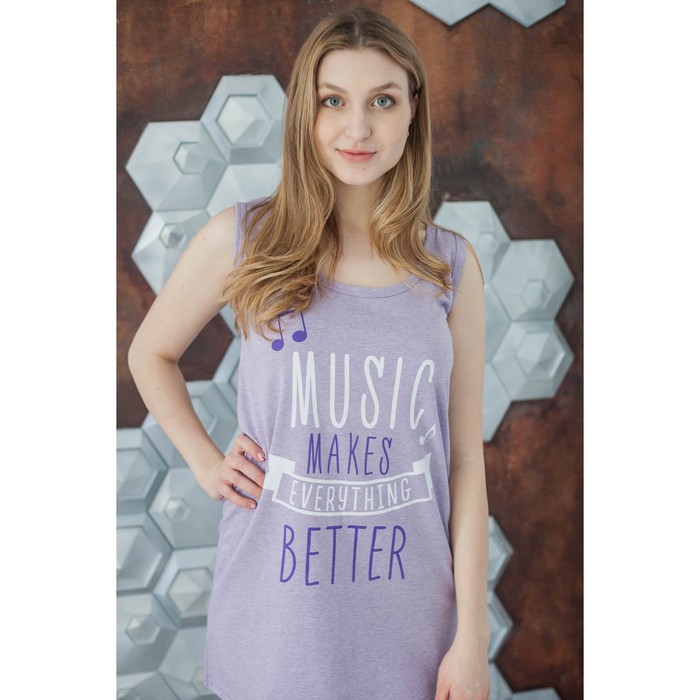 Майка удлинённая женская KAFTAN "Melody" лиловая, р-р 50-52, 100% хлопок