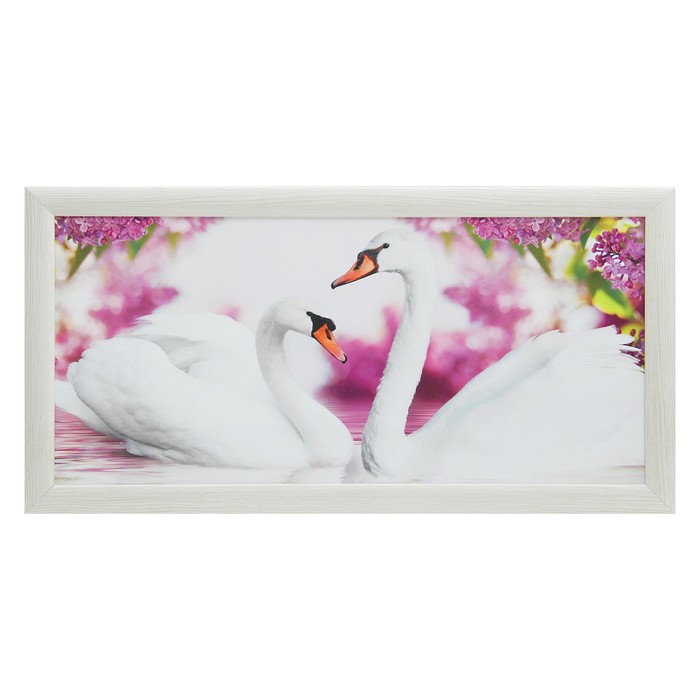 Картина "Лебеди в сирени" 38х75см  МДФ