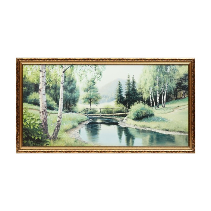 Картина "Мост через реку" 55х105 см  МДФ