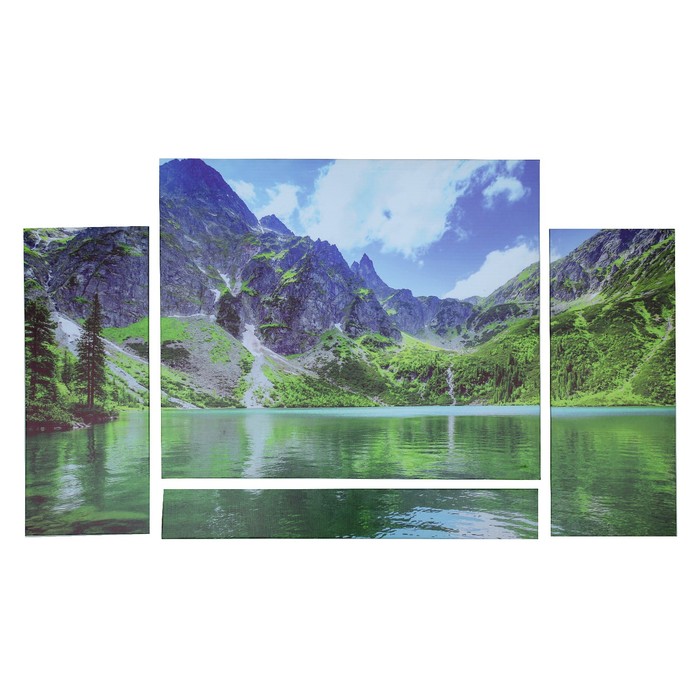 Модульная картина "Горы и водоём" 60*100 см (2-20х49; 60х51; 6х60)